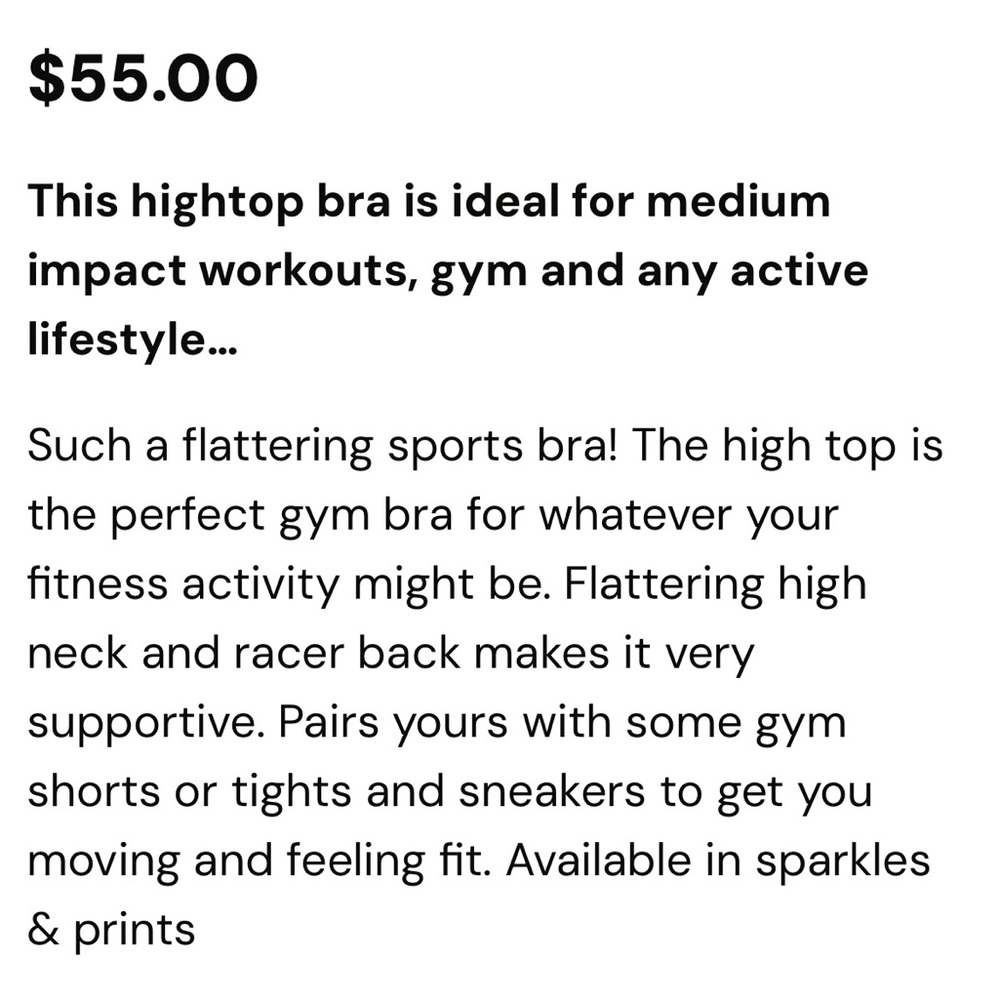 RARR DESIGNS red sparkle high top bra - size large - Picture 4 of 5